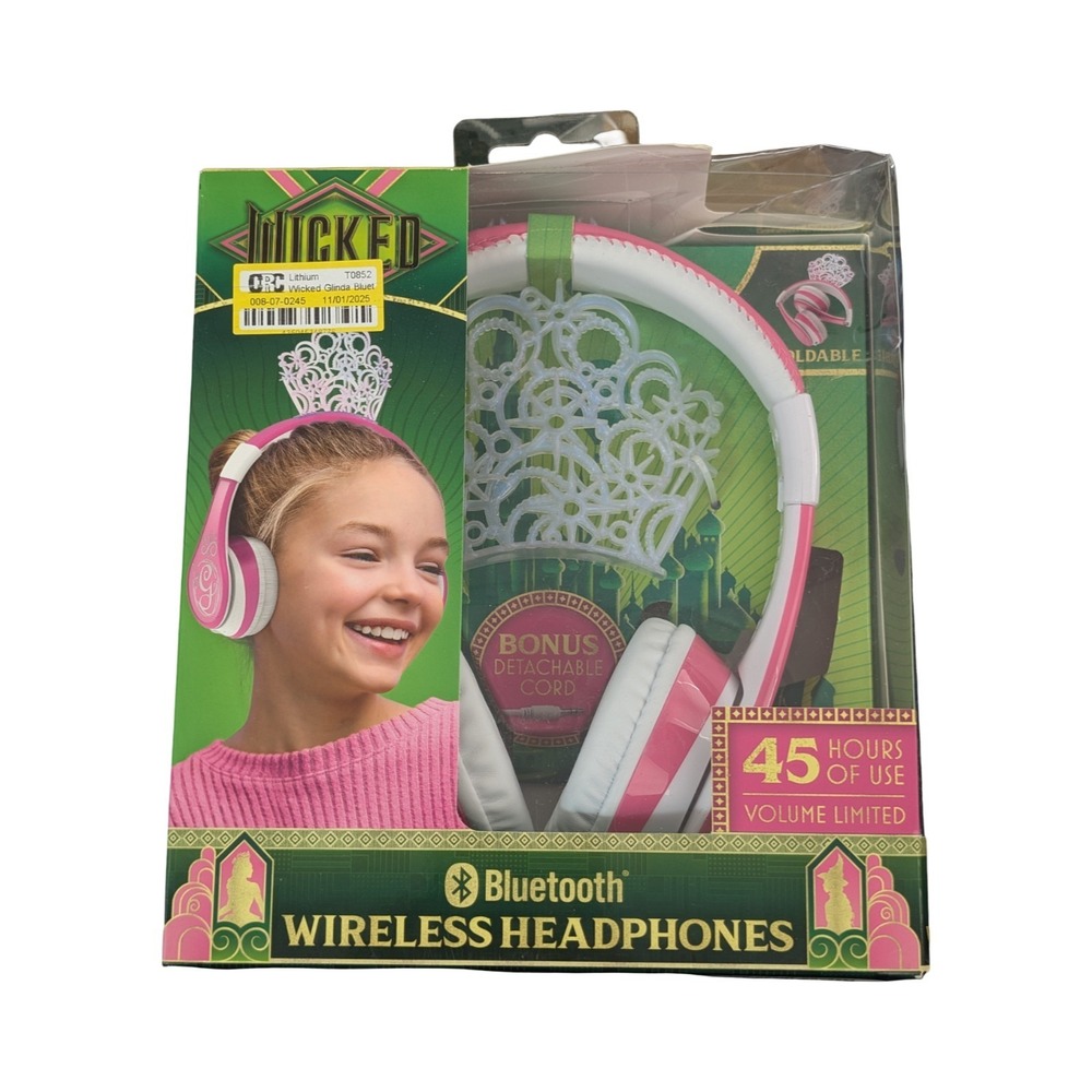 BbN eKids Wicked Glinda Bluetooth Wireless Headphones White/Pink-Sealed Box‎